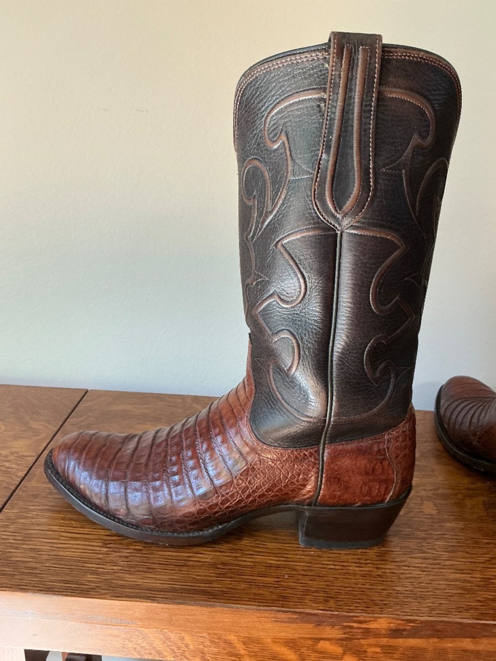 Lucchese Men’s Caiman Belly Boots Sienna Brown Sz 10D M1635 - Picture 7 of 13